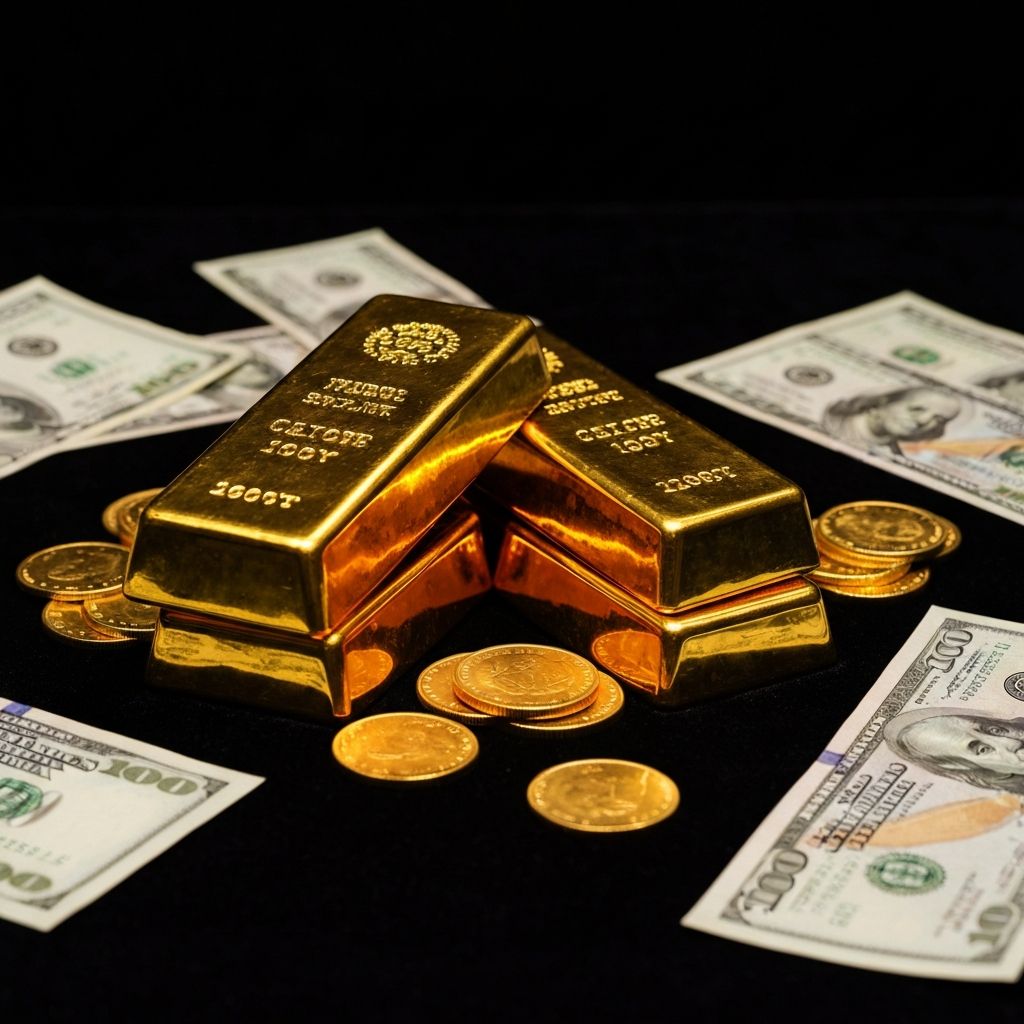 Gold bars and coins